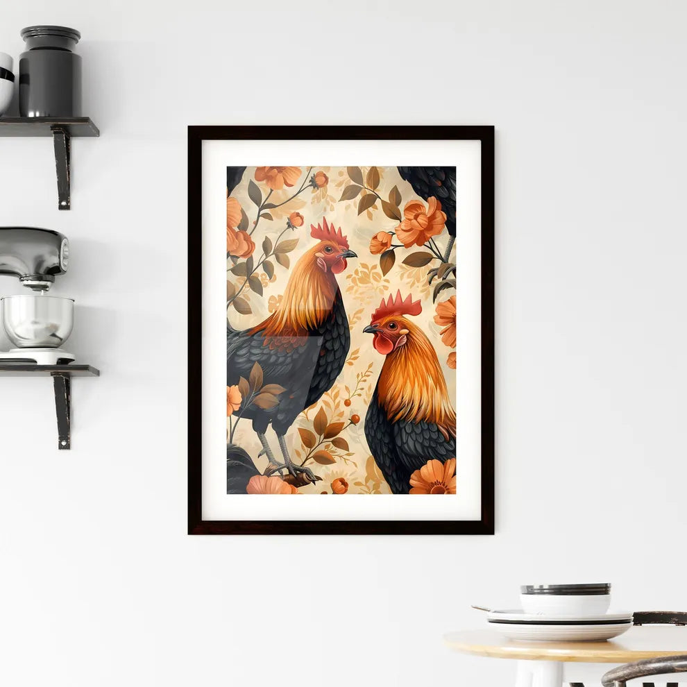 Artful Birthday Greeting Card Design Featuring Black Copper Maran Chickens Framed Print