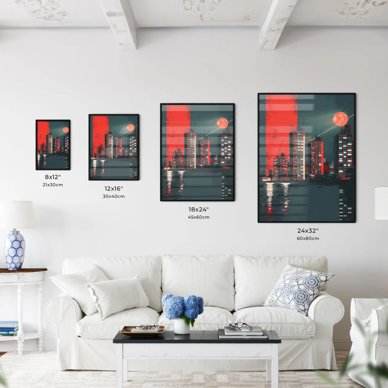 Art Deco Communist City Skyline: Propaganda, Retro Futurism, Hyperpop, Blockchain, Minimalism, Red Moon Size Chart