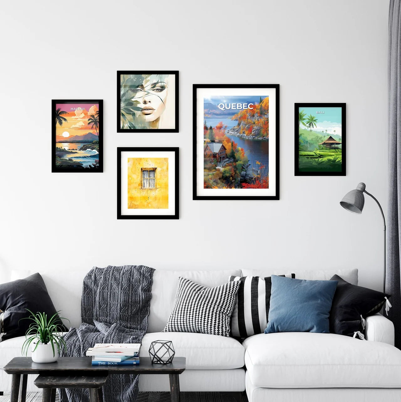 Vibrant Painting of House by Lake Scenic Quebec Canada Interior Design