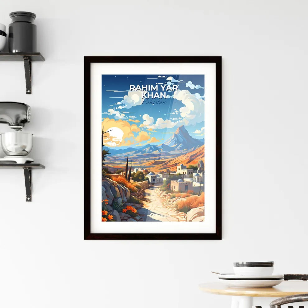 Vibrant Artistic Landscape Painting of Rahim Yar Khan Pakistan Skyline Road Mountains Default Title