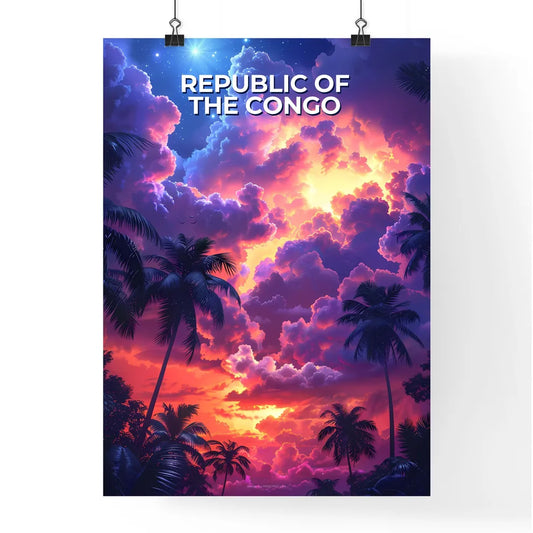 Colorful Clouds and Palm Trees Painting from Poster