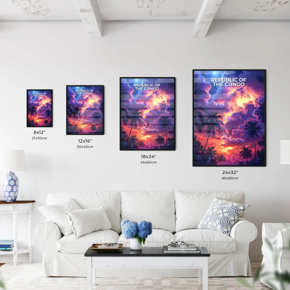 Colorful Clouds and Palm Trees Painting from - Kitchen Hangings