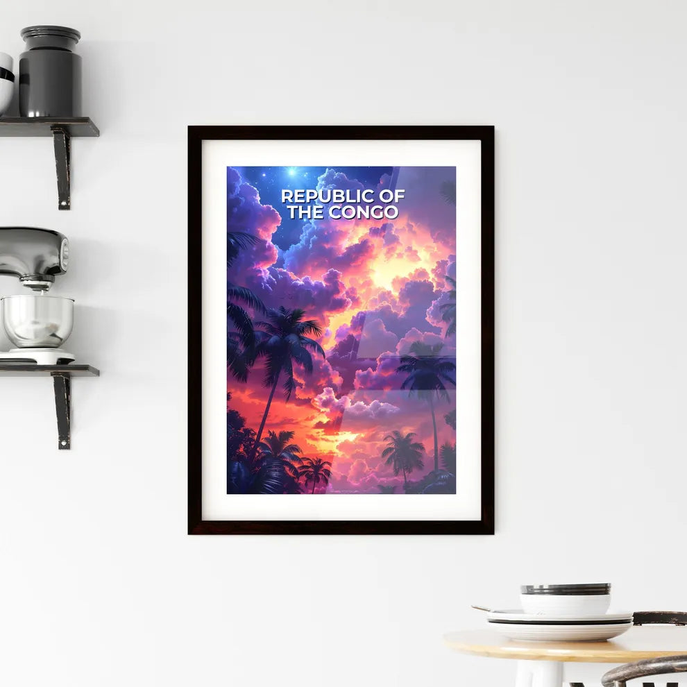 Colorful Clouds and Palm Trees Painting from Framed Print