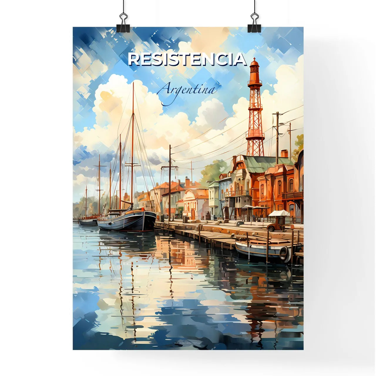 Watercolor Art of Resistencia Argentina City Skyline with Riverboats and Architecture Default Title