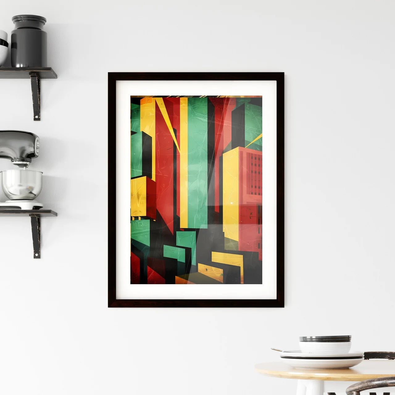 Bauhaus Style Abstract Art Poster Modern Dub Framed Print