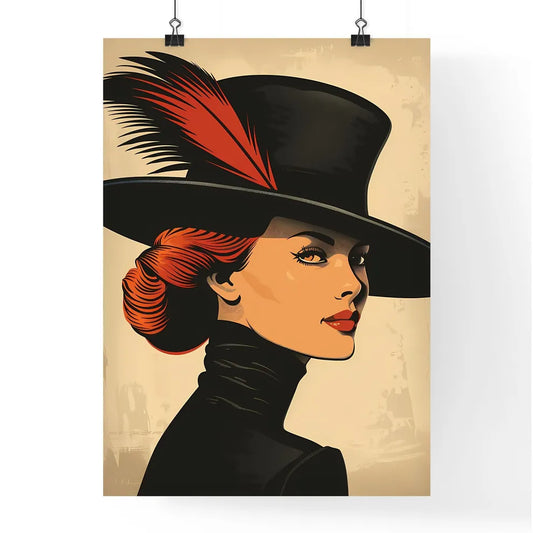 Edwardian-Era Woman with Red Hair and Dramat Poster