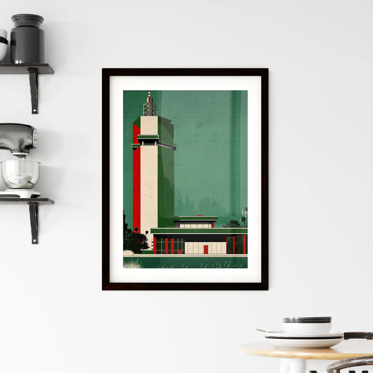 Retrofuturist Building Architecture, Mid-Century Minimalist Abstract Bauhaus Golden Ratio Custom Print