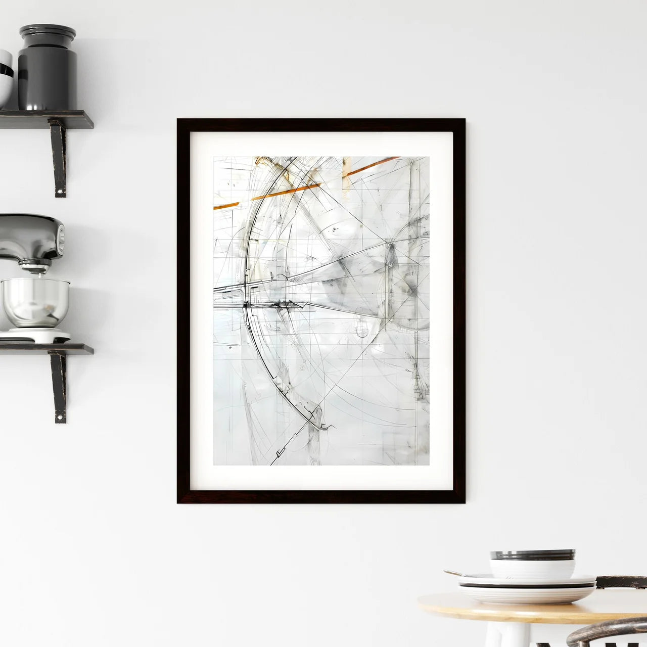Retrofuturist Minimal Abstract Architectural Framed Print