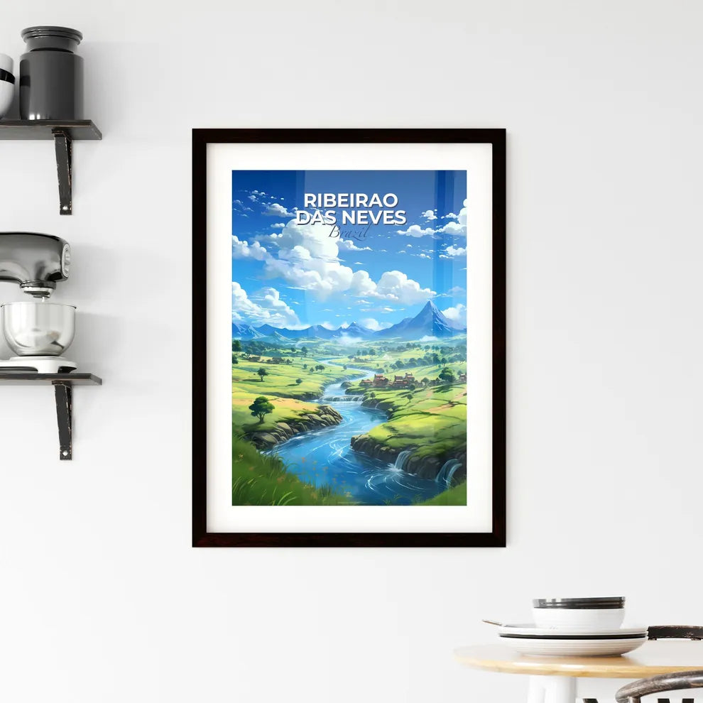 River running through valley in Ribeirao das Neves Brazil Skyline creative painting art Default Title