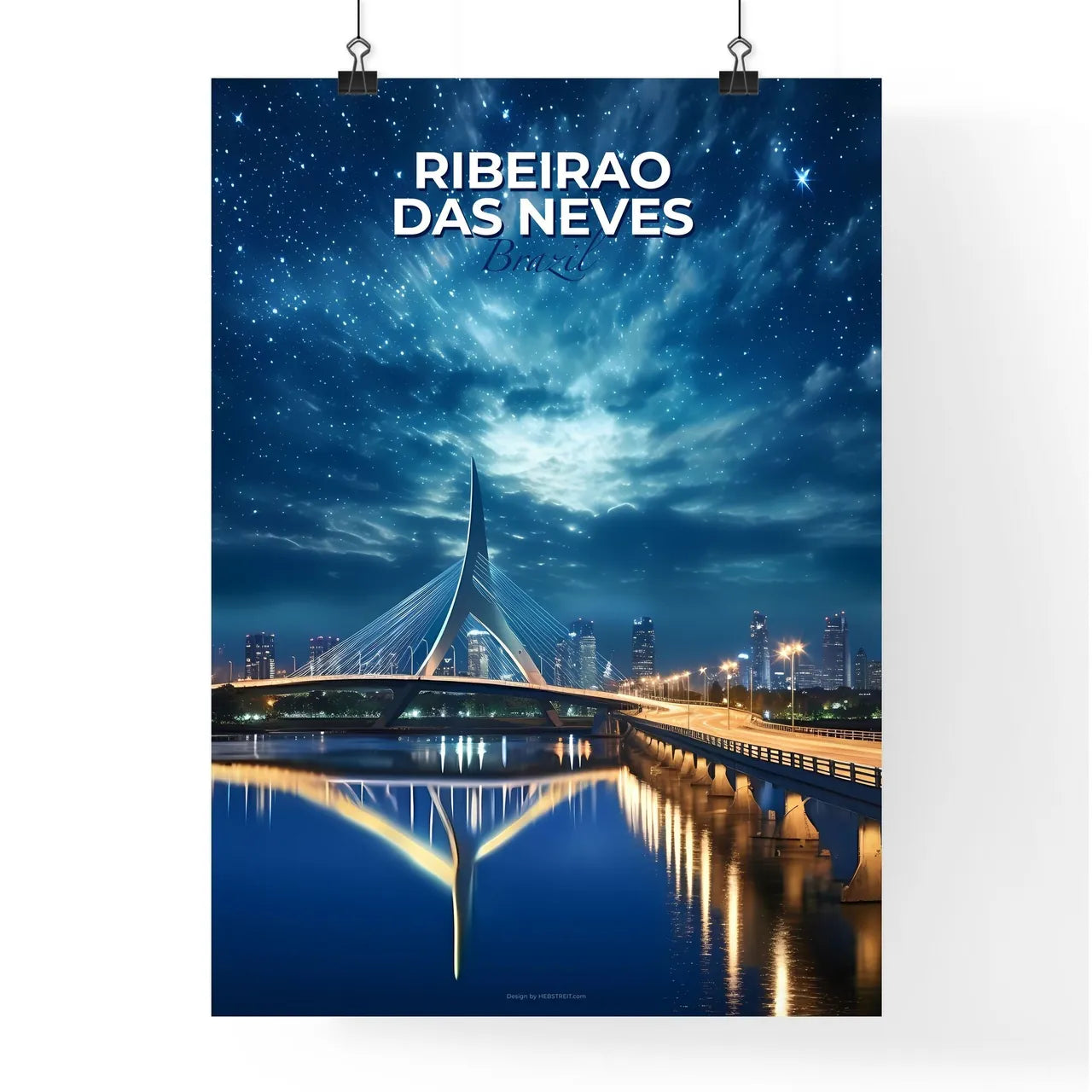 Vibrant Cityscape Painting: Ribeirao das Neves Brazil Skyline Bridge Artwork Urban Art Default Title