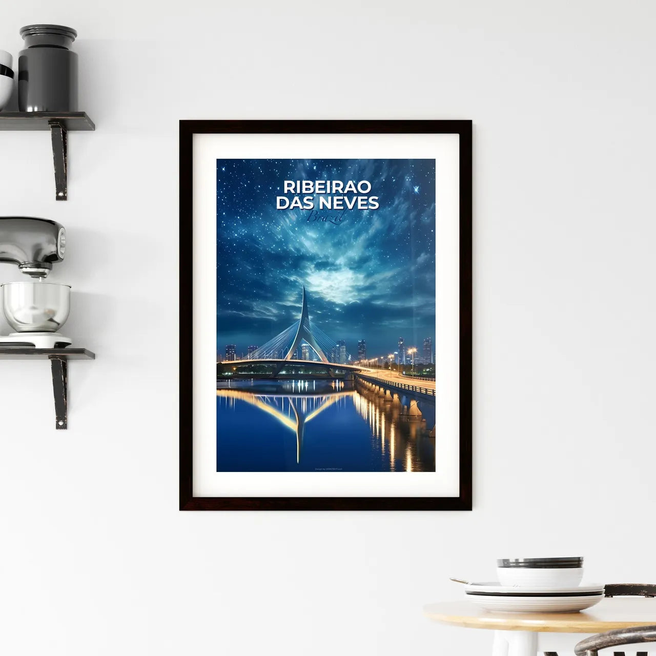 Vibrant Cityscape Painting: Ribeirao das Neves Brazil Skyline Bridge Artwork Urban Art Default Title