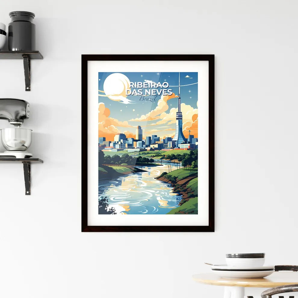 Vibrant Cityscape: Ribeirao das Neves Brazil Skyline River Art Painting Default Title