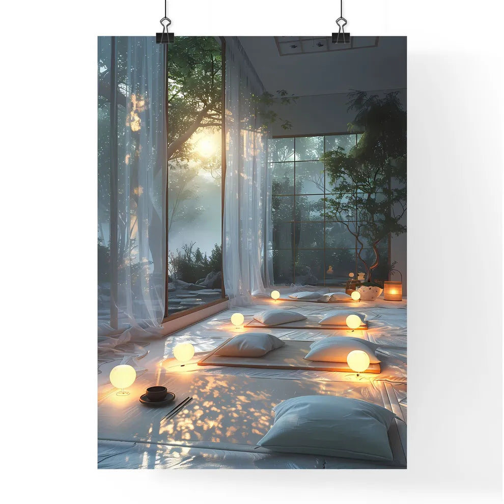 Modern Minimalist Room with Vibrant Abstract Poster