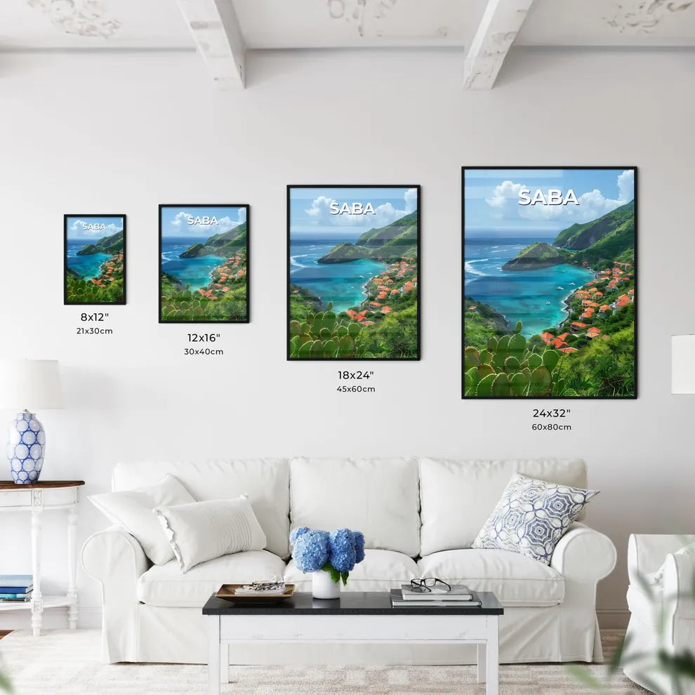 Vibrant Painting of Coastal Town Saba in Nor - Kitchen Hangings