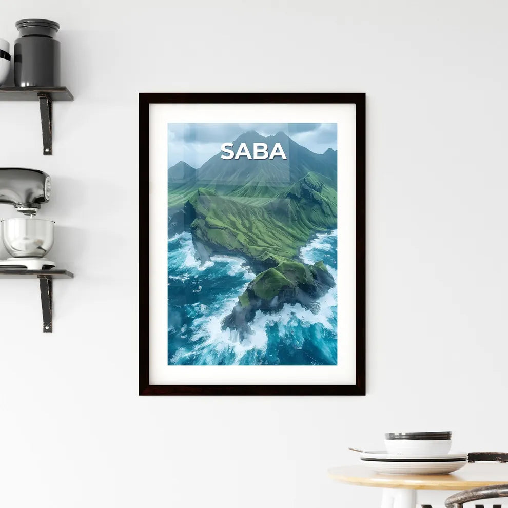 Green Island Paradise with Mountain Backdrop Framed Print