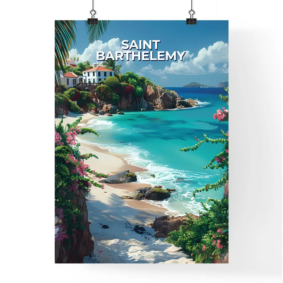 Vibrant Painting of Tropical Beach House wit Poster