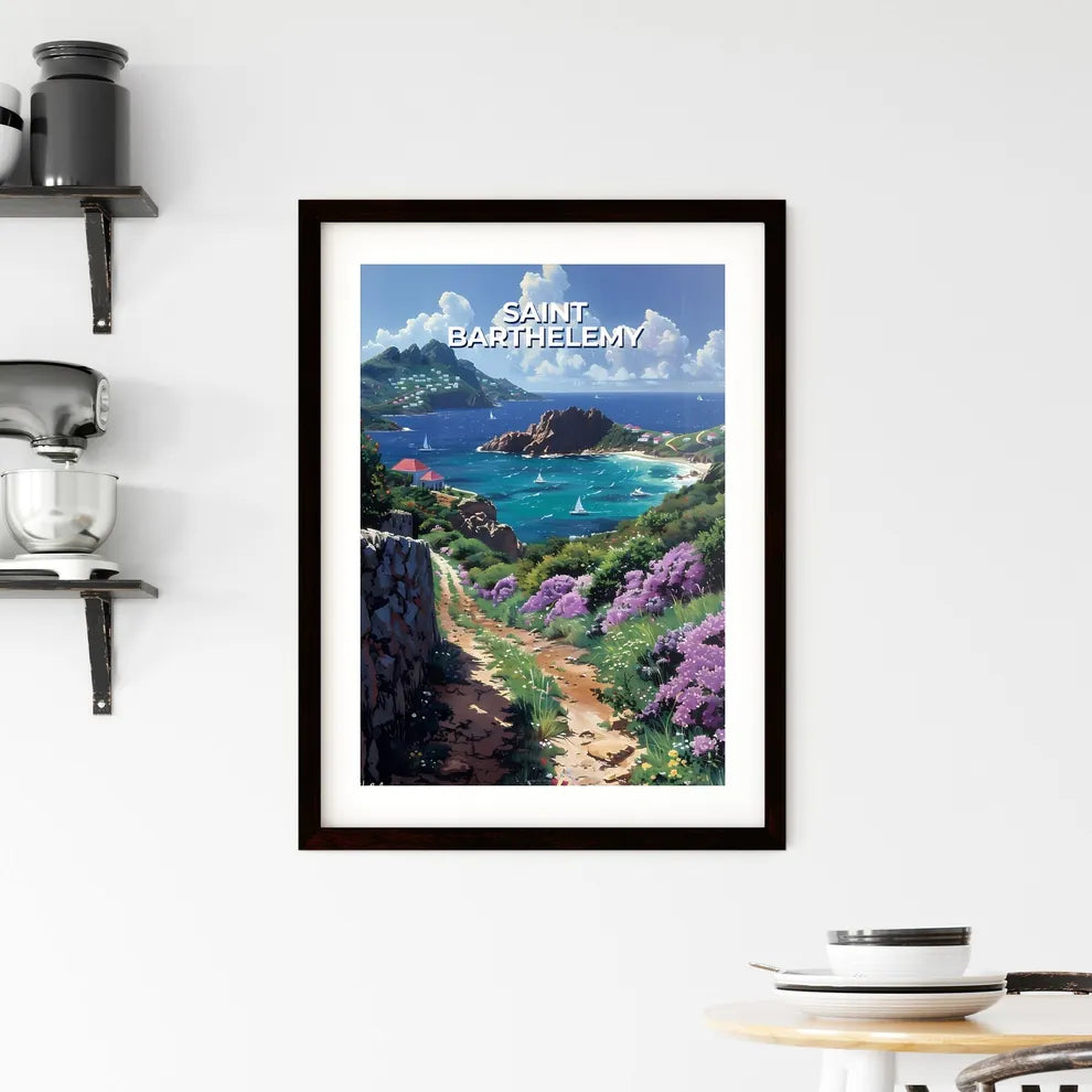 Vibrant Art Painting Depicting a Path to Wat Framed Print