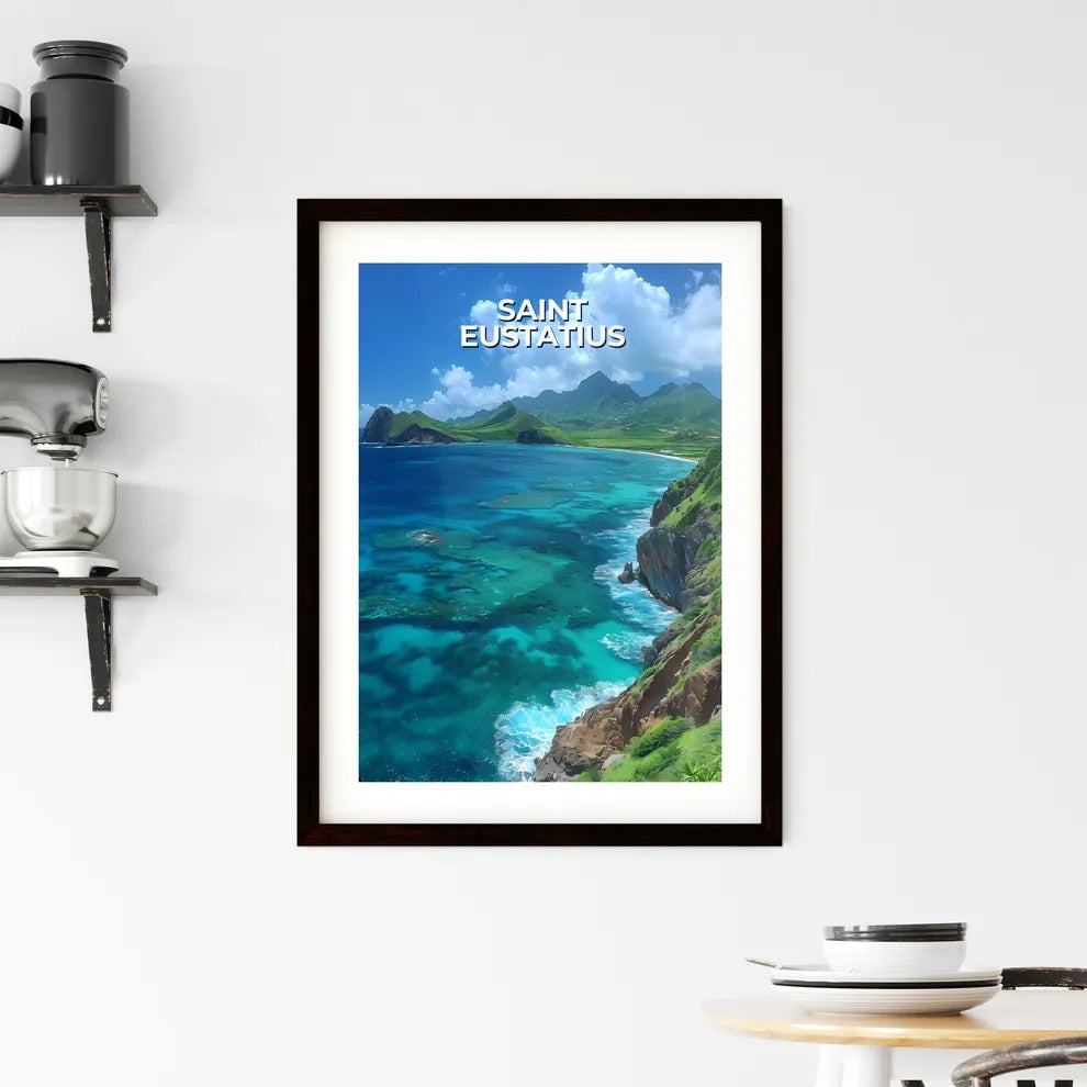 Vibrant Artistic Painting of Rocky Shore wit Framed Print