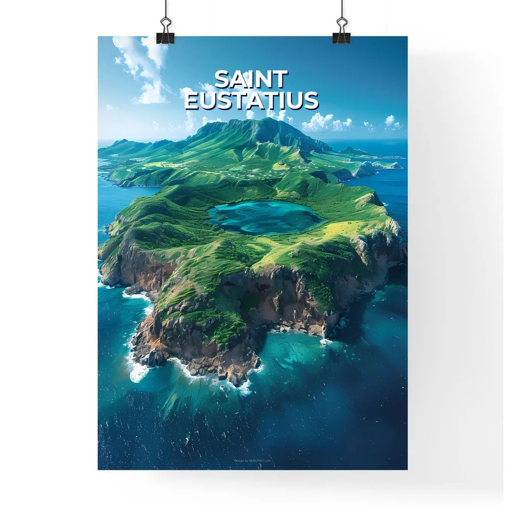Abstract Caribbean Island with Forest Lake Poster