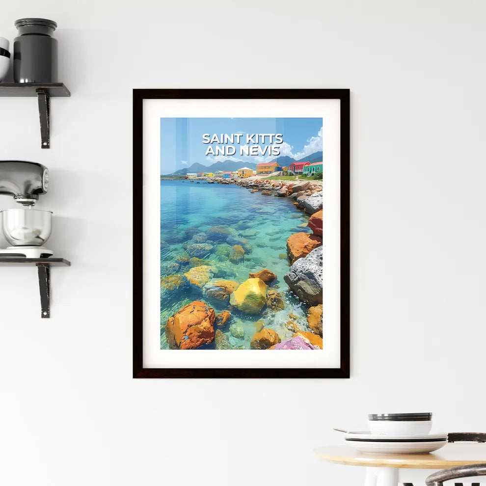 Colorful Houses on Rocky Caribbean Shore | A Framed Print