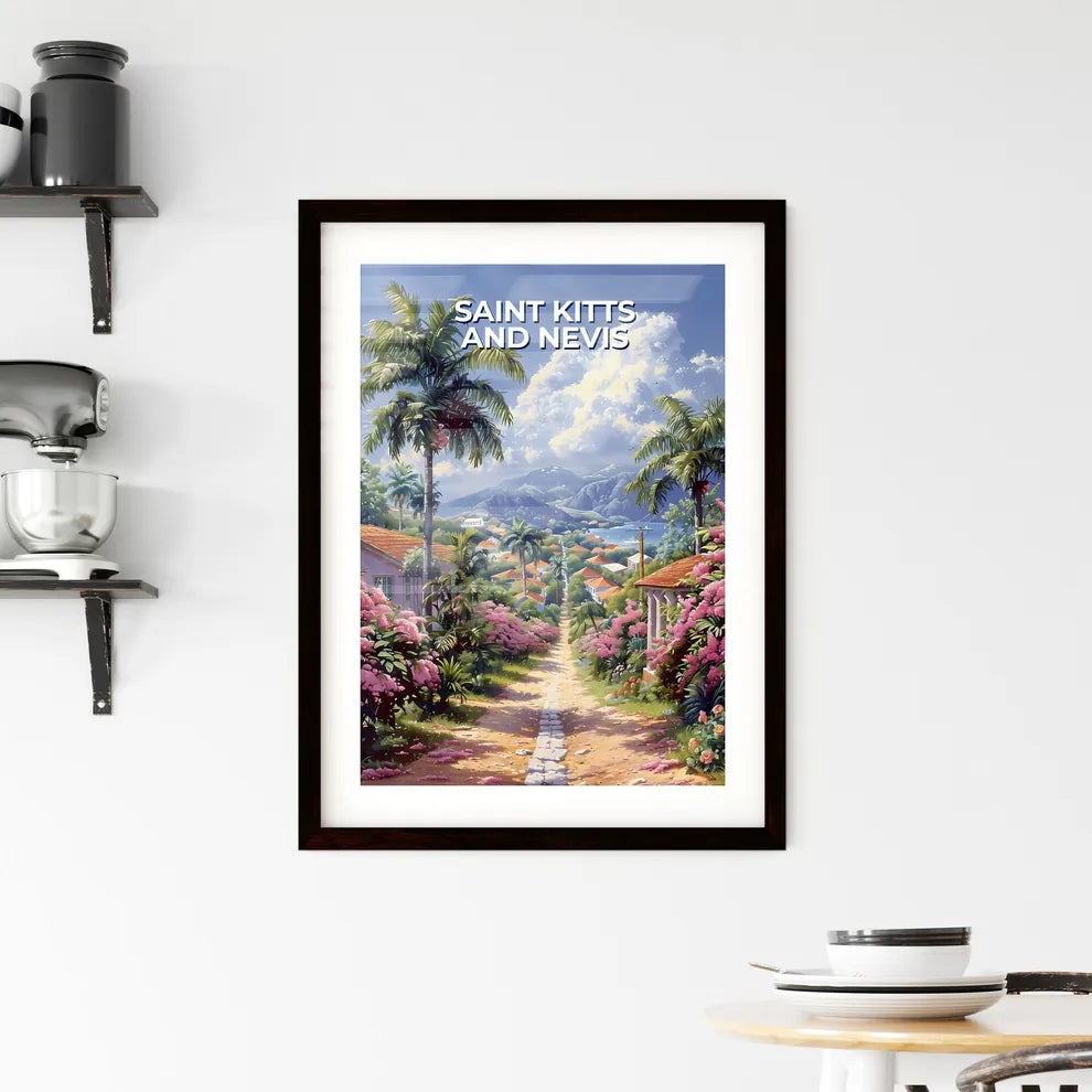 Vibrant Caribbean Roadside Scene with Palm T Framed Print