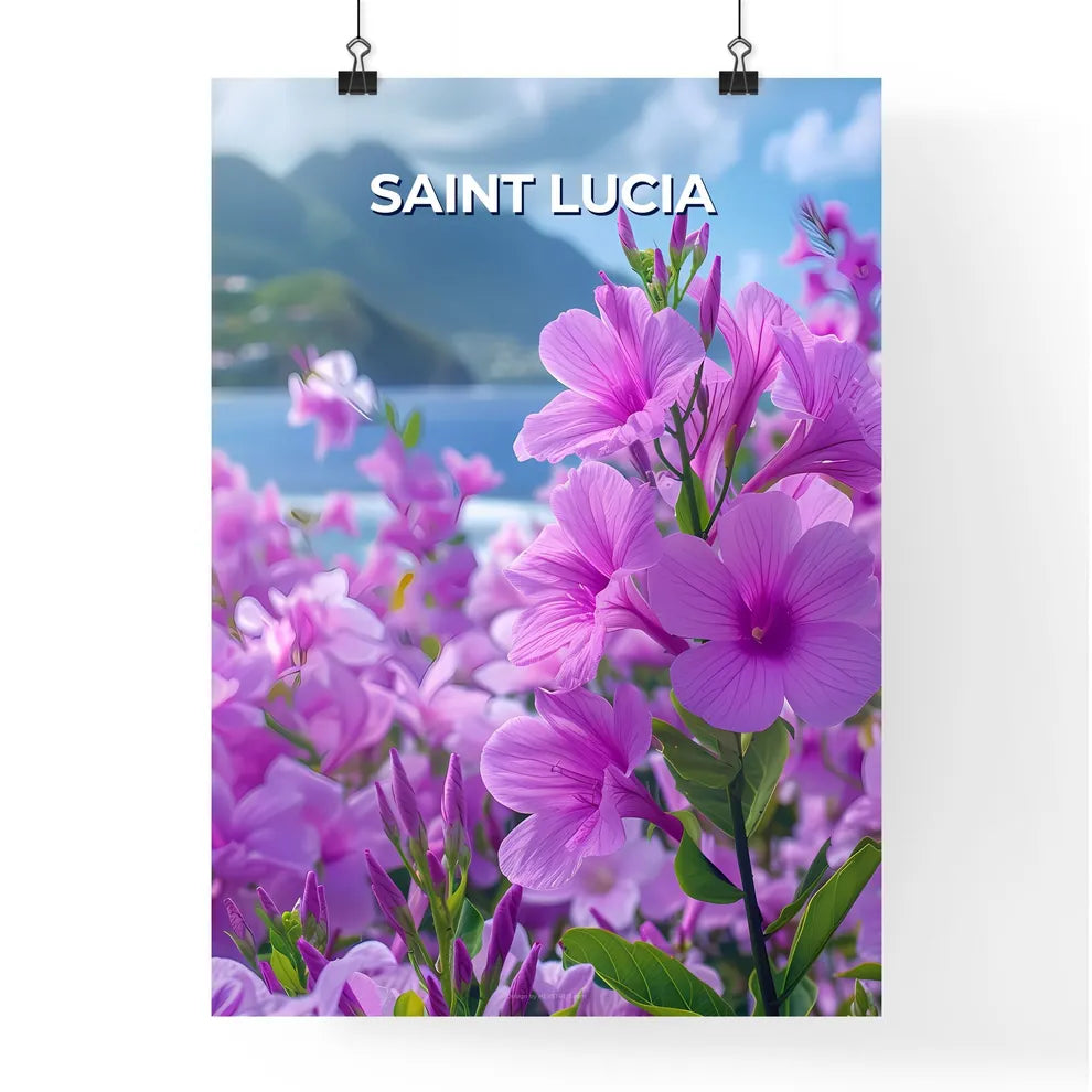 Vibrant Purple Flowers in Artistic Painting Poster