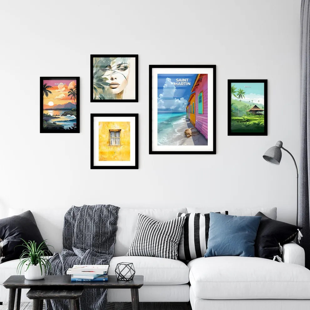 Vibrant Artwork Depicting Colorful Beachfron Wall Art