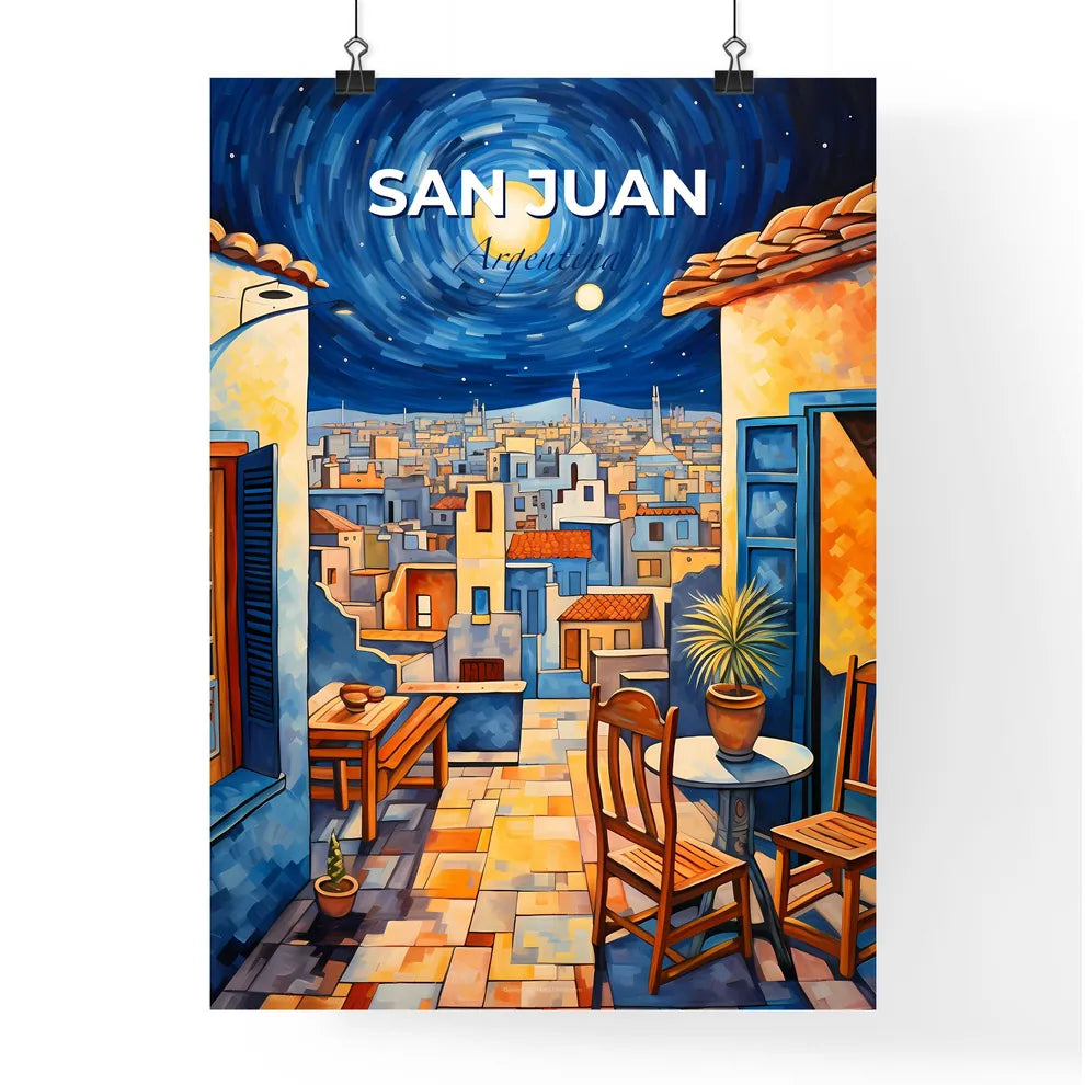 Painting of City Night Skyline Modern Art San Juan Argentina Digital Artwork Default Title