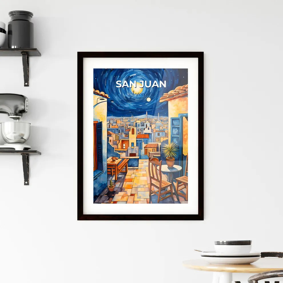 Painting of City Night Skyline Modern Art San Juan Argentina Digital Artwork Default Title