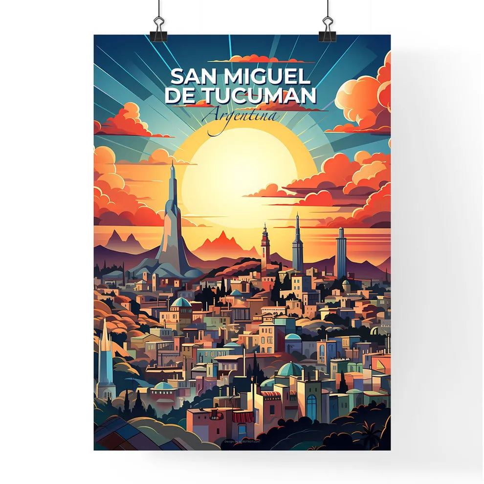 San Miguel de Tucumán Vibrant Painted Skyline with Sun Burst Default Title