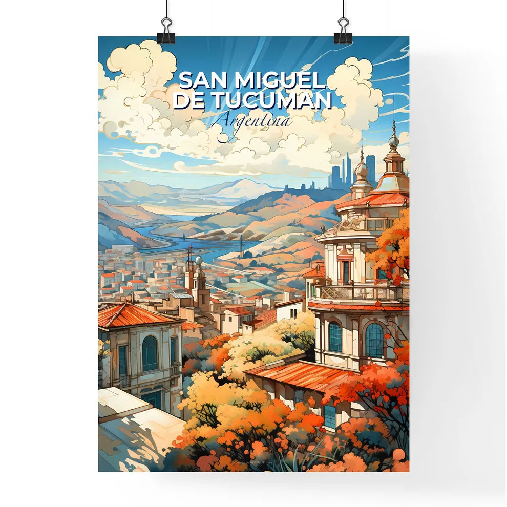 Vibrant Painting of San Miguel de Tucuman Argentina Skyline Landscape with Trees and Mountains Default Title