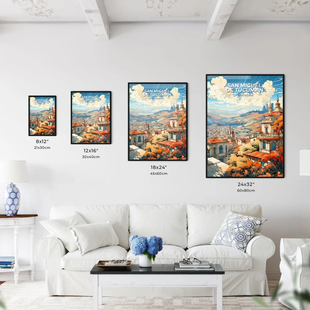 Vibrant Painting of San Miguel de Tucuman Argentina Skyline Landscape with Trees and Mountains Default Title