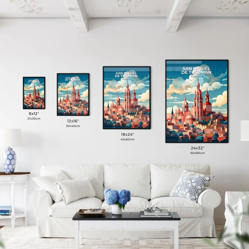 Vibrant Cityscape Artwork: Colorful Towers and City Skyline of San Miguel de Tucuman Argentina Default Title