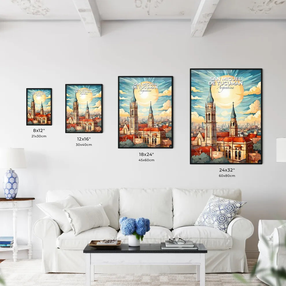 San Miguel de Tucuman Argentina Skyline Art Painting Church Vibrant Sun Default Title