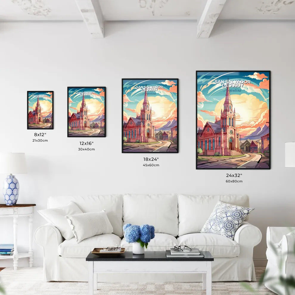 Vibrant Painting of San Salvador De Jujuy Argentina Skyline with Church, Steeple, and Street Default Title