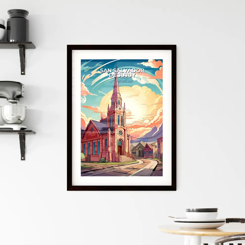Vibrant Painting of San Salvador De Jujuy Argentina Skyline with Church, Steeple, and Street Default Title