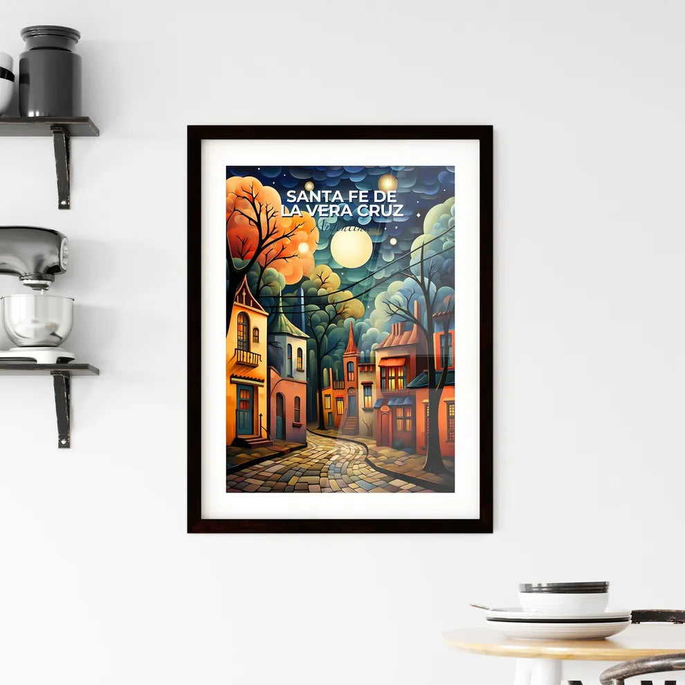 Vibrant Art Painting of Santa Fe de la Vera Cruz Argentina Skyline Street with Buildings Trees and Moon Default Title