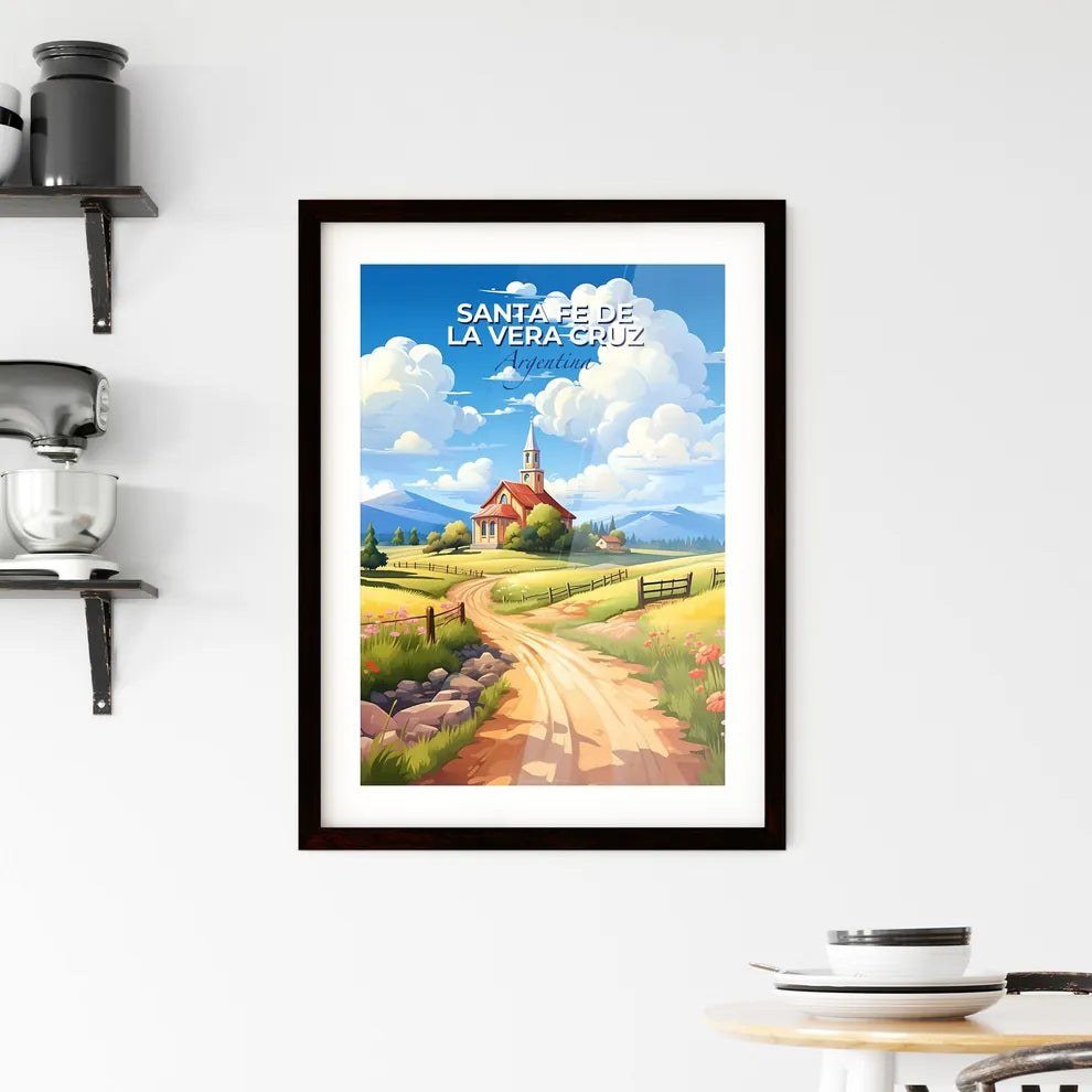 Artistic Skyline of Santa Fe de la Vera Cruz Argentina Landscape Painting with Road Church and Vibrant Colors Default Title