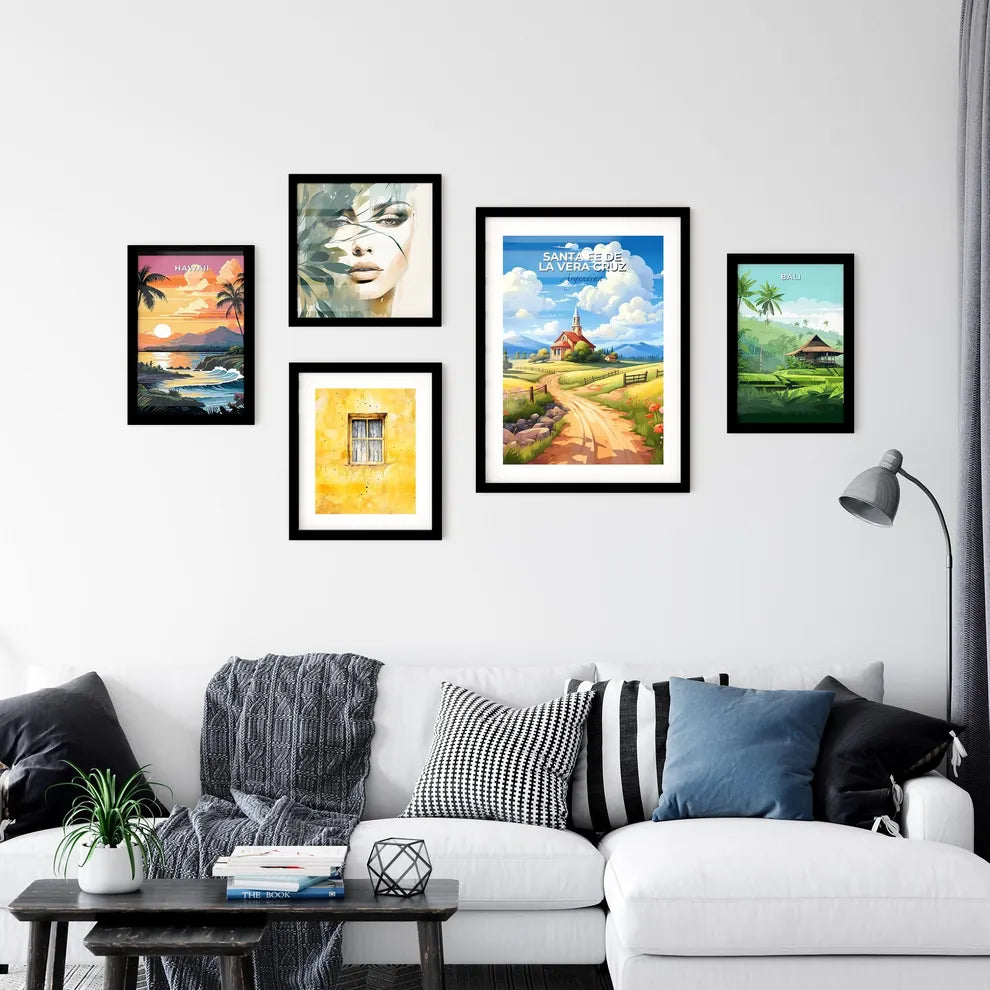 Artistic Skyline of Santa Fe de la Vera Cruz Argentina Landscape Painting with Road Church and Vibrant Colors Default Title