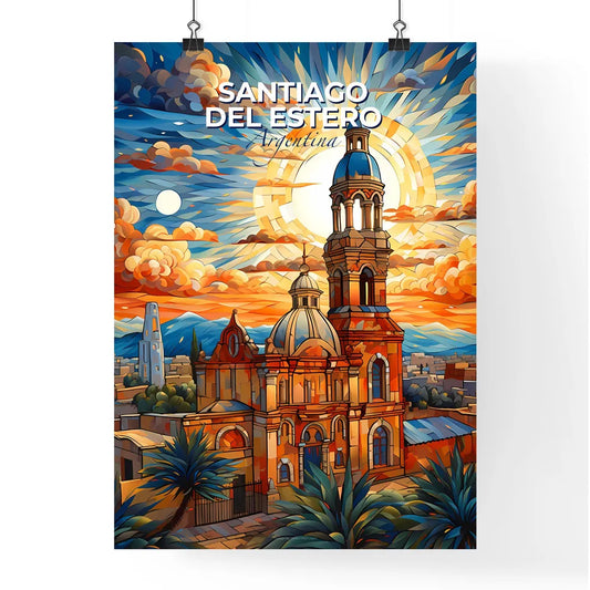 Vibrant Art Depicting Santiago del Estero Skyline with Central Tower Buildings and Cityscape Default Title