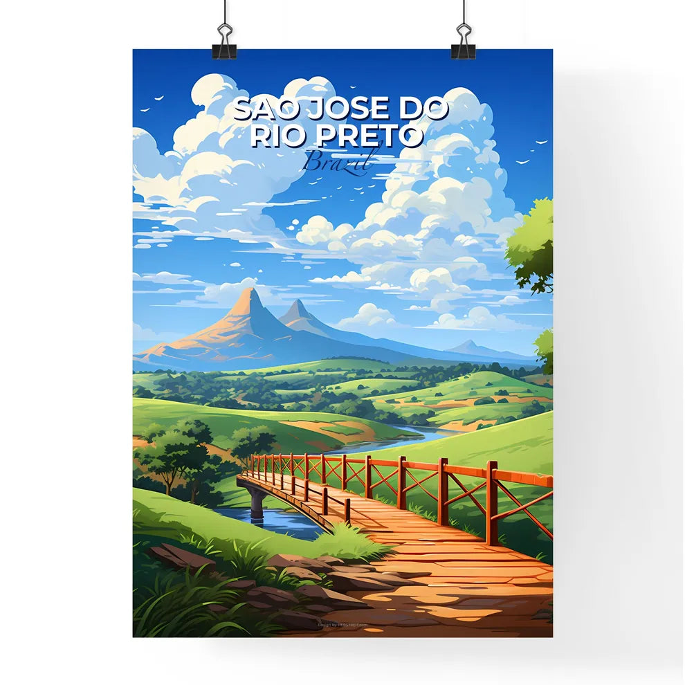 Sao Jose do Rio Preto Brazil City Skyline Bridge River Painting Art Default Title