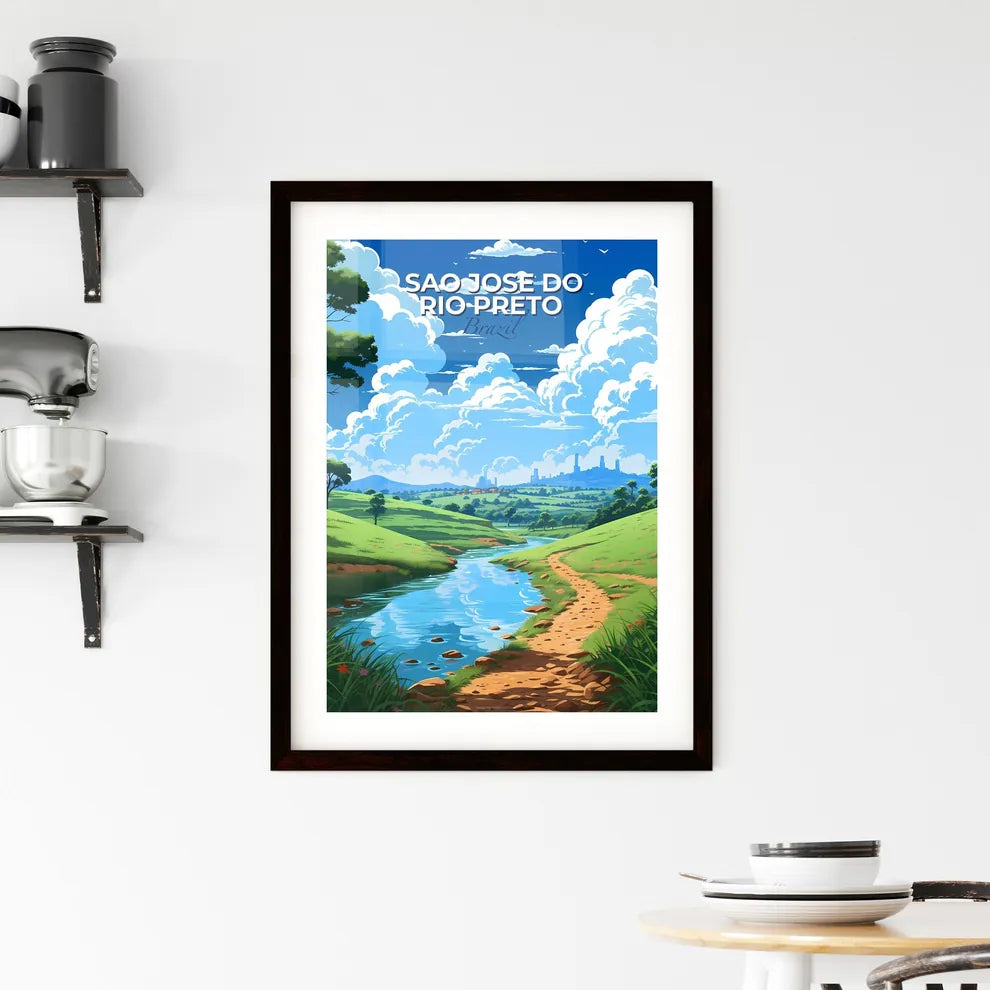 Vibrant Painting of Sao Jose do Rio Preto Brazil Skyline Featuring River Valley Default Title