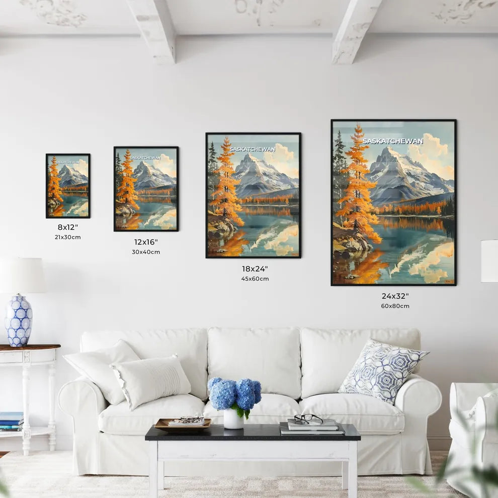 Vibrant Oil Painting of Mountain Lake and Sn - Kitchen Hangings