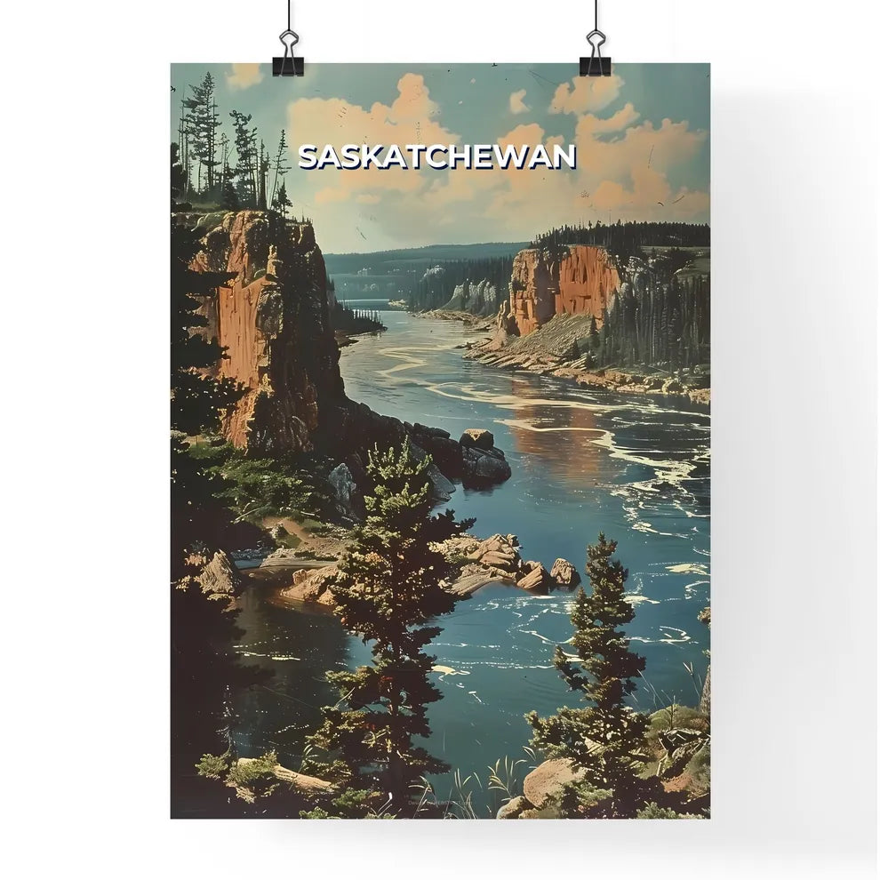 Abstract Art Painting Depicting a River Flow Poster