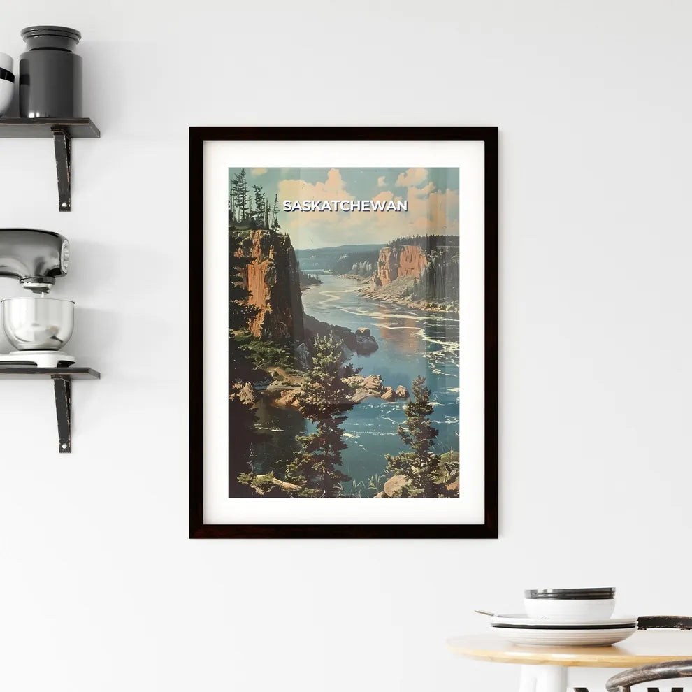 Abstract Art Painting Depicting a River Flow Framed Print