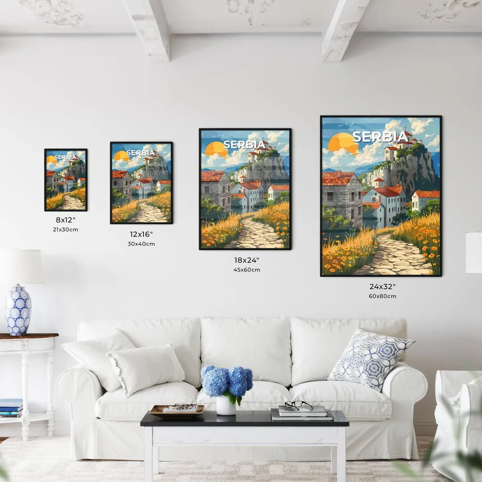 Serbian Art Path Vibrant Stone Path Europe Village Painting Size Chart