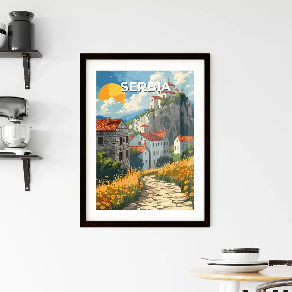 Serbian Art Path Vibrant Stone Path Europe Village Painting Custom Print