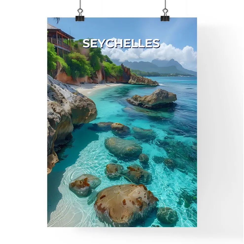 Vibrant Painting of Seychelles Tropical Wate Poster