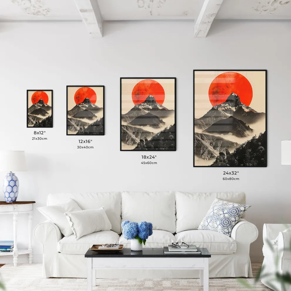 Japanese-Inspired Abstract Mountain Landscap - Kitchen Hangings