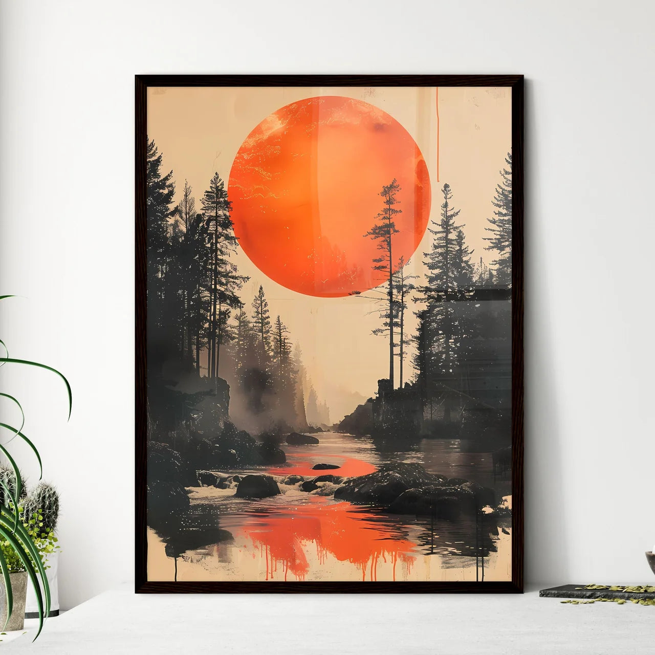 Mesmerizing Forest Landscape with Minimalist - Framed Art Print